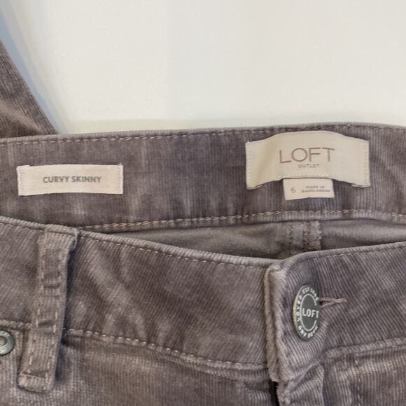 LOFT Outlet Curvy Skinny Women’s Gray Baby Corduroys EUC Sz 14 Cotton Stretch - Picture 4 of 11